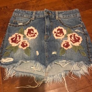 Free People floral denim skirt